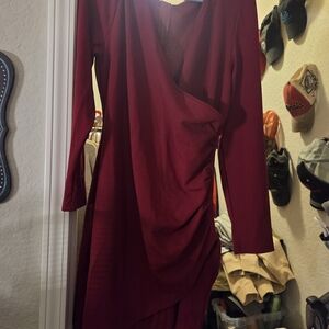 Zaful Deep Red Long Sleeve Dress